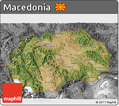 Satellite 3D Map of Macedonia, desaturated