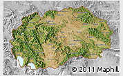 Satellite 3D Map of Macedonia, lighten, desaturated
