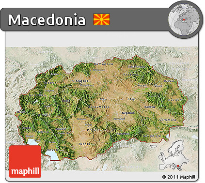Satellite 3D Map of Macedonia, lighten
