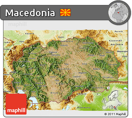 Satellite 3D Map of Macedonia, physical outside