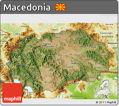Satellite 3D Map of Macedonia, physical outside