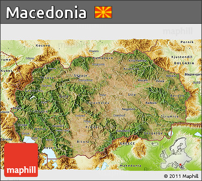 Satellite 3D Map of Macedonia, physical outside
