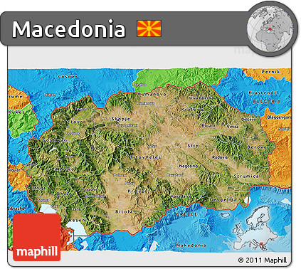 Satellite 3D Map of Macedonia, political outside