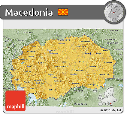 Savanna Style 3D Map of Macedonia