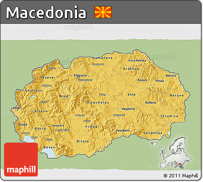 Savanna Style 3D Map of Macedonia, single color outside