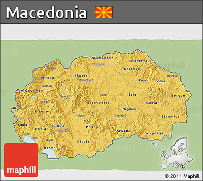 Savanna Style 3D Map of Macedonia, single color outside