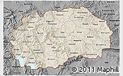 Shaded Relief 3D Map of Macedonia, darken, desaturated