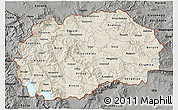 Shaded Relief 3D Map of Macedonia, darken, semi-desaturated