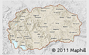 Shaded Relief 3D Map of Macedonia, lighten, desaturated