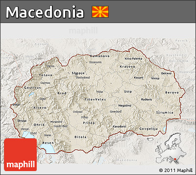 Shaded Relief 3D Map of Macedonia, lighten
