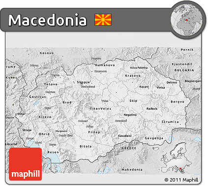 Silver Style 3D Map of Macedonia
