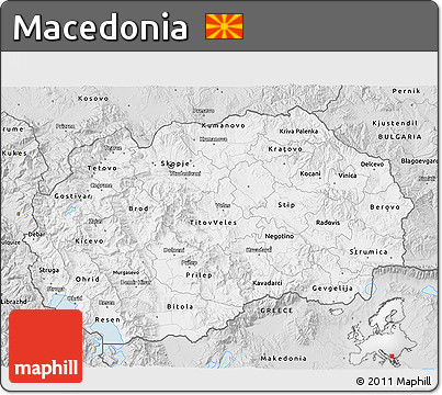 Silver Style 3D Map of Macedonia