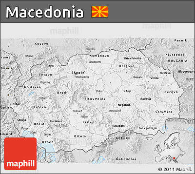 Silver Style 3D Map of Macedonia