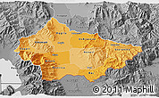 Political Shades 3D Map of Bitola, desaturated