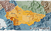 Political Shades 3D Map of Bitola, semi-desaturated