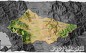 Satellite 3D Map of Bitola, darken, desaturated