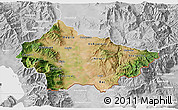Satellite 3D Map of Bitola, lighten, desaturated