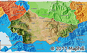 Satellite 3D Map of Bitola, political shades outside