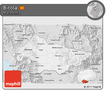 Silver Style 3D Map of Bitola