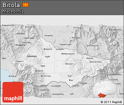 Silver Style 3D Map of Bitola