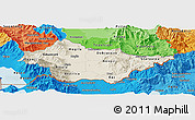 Shaded Relief Panoramic Map of Bitola, political shades outside