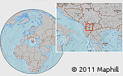 Gray Location Map of Centar Zupa, highlighted parent region, hill shading