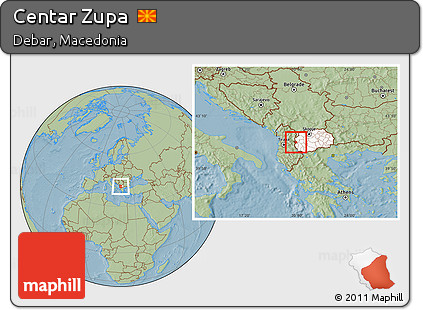 Savanna Style Location Map of Centar Zupa, highlighted country, highlighted parent region, hill shading