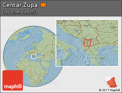 Savanna Style Location Map of Centar Zupa, highlighted parent region, hill shading