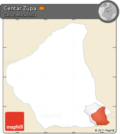 Classic Style Simple Map of Centar Zupa, single color outside