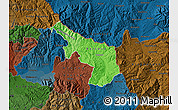 Political Shades Map of Delcevo, darken