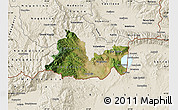 Satellite Map of Gevgelija, shaded relief outside