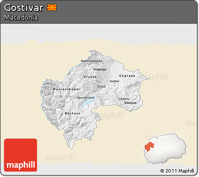 Classic Style 3D Map of Gostivar, single color outside