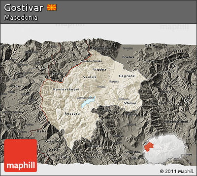 Shaded Relief 3D Map of Gostivar, darken
