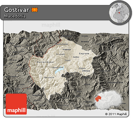 Shaded Relief 3D Map of Gostivar, darken