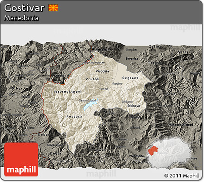 Shaded Relief 3D Map of Gostivar, darken