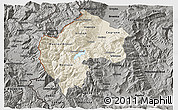 Shaded Relief 3D Map of Gostivar, darken, semi-desaturated