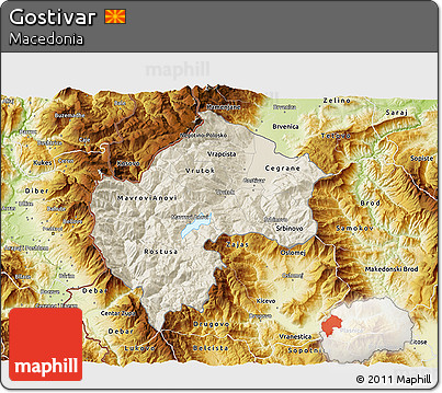 Shaded Relief 3D Map of Gostivar, physical outside