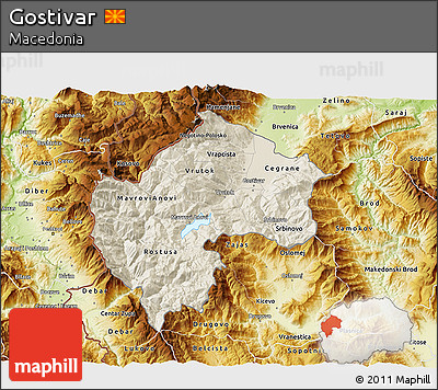 Shaded Relief 3D Map of Gostivar, physical outside