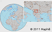 Gray Location Map of Cegrane, within the entire country