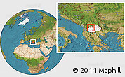 Satellite Location Map of Cegrane, highlighted country