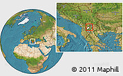 Satellite Location Map of Cegrane, highlighted parent region