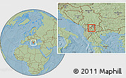 Savanna Style Location Map of Cegrane, hill shading