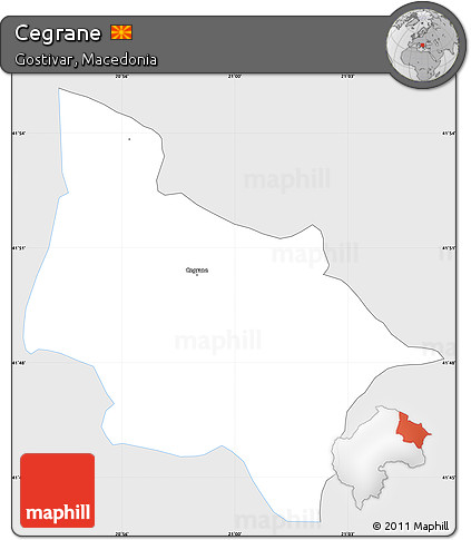 Silver Style Simple Map of Cegrane, single color outside