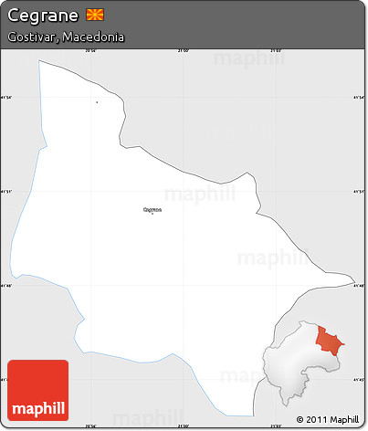 Silver Style Simple Map of Cegrane, single color outside