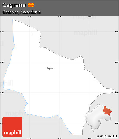 Silver Style Simple Map of Cegrane, single color outside