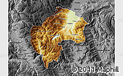 Physical Map of Gostivar, darken, desaturated