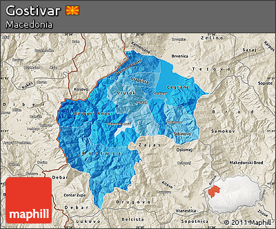 Political Shades Map of Gostivar, shaded relief outside