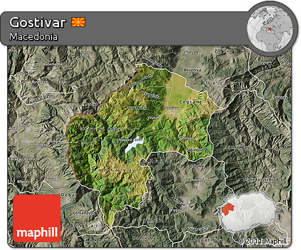 Satellite Map of Gostivar, semi-desaturated