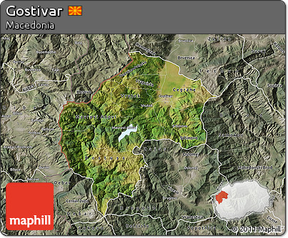 Satellite Map of Gostivar, semi-desaturated
