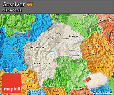 Shaded Relief Map of Gostivar, political shades outside